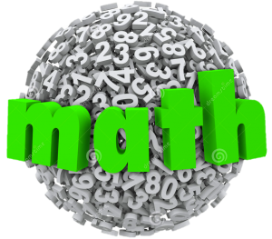 Logo representativo de las matemáticas, una esfera creada por números y sobresale la palabra Math en color verde.