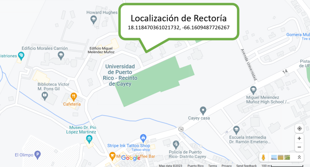 Localización de la Rectoría UPR Cayey