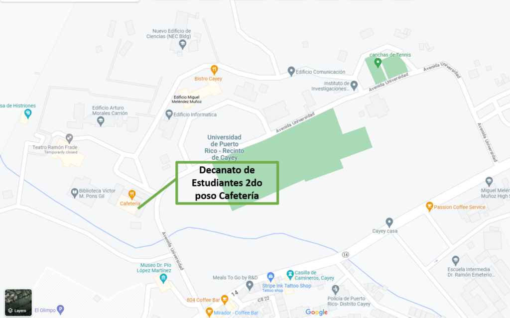 Mapa localización del Decanato de Estudiantes