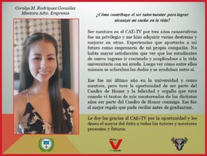 Imagen de Reflexión Coralys Rodríguez González Mentora Administración Empresas CAE TV UPR Cayey Junio 2023