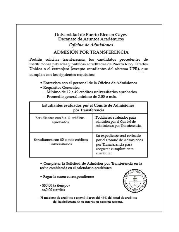 Información tarjeta admisiones