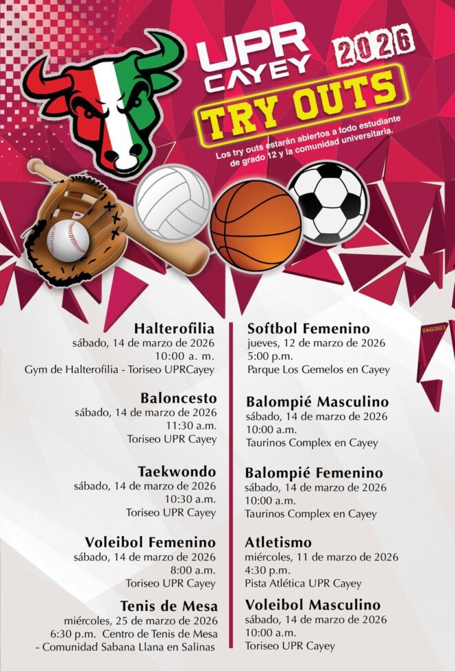 El Programa Atlético de la Universidad de Puerto Rico en Cayey te invita a ser parte de la historia en los Try Outs 2026